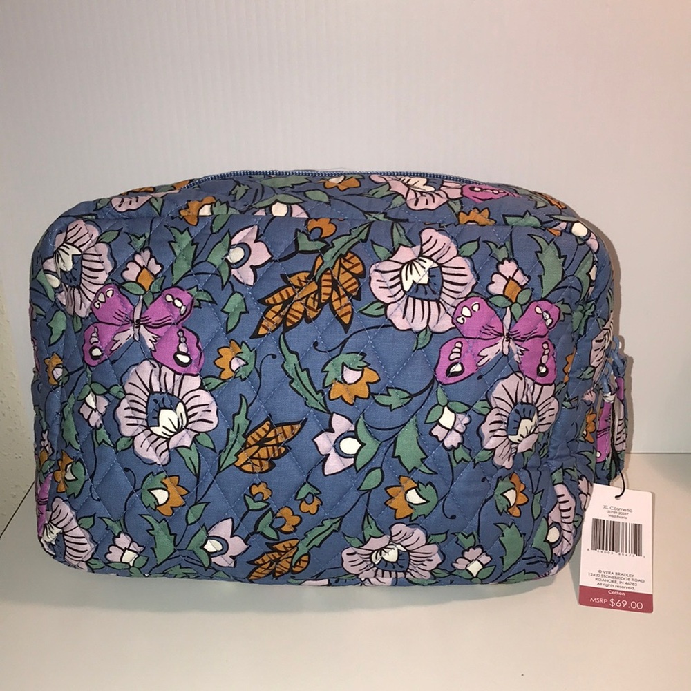 Vera Bradley wild prairie extra large cosmetic bag NEW